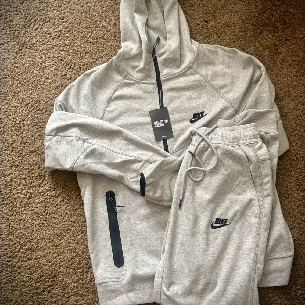 Nike Light Gray Tracksuit with Black Accents